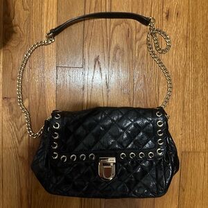 Michael Kors Black Quilted Leather Shoulder Bag with Gold Hardware